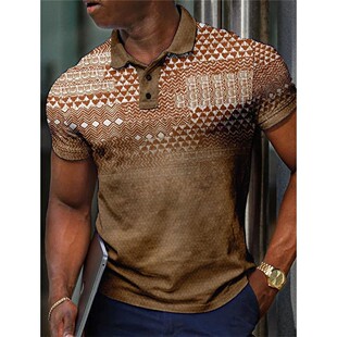 Polo Shirts Casual Plaid Busine Summer Pattern Men Retro For