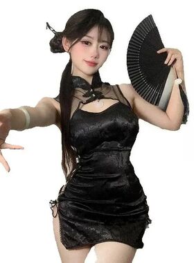 2025 Chinese qipao women sexy lingerie dress High split band