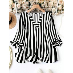 neck Fashion shirt Plaid Woman Spring Jumper Plus Size