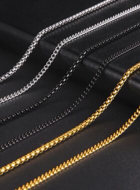 Skyrim Fashion 60cm Long Box Chain Necklace Men Stainless St