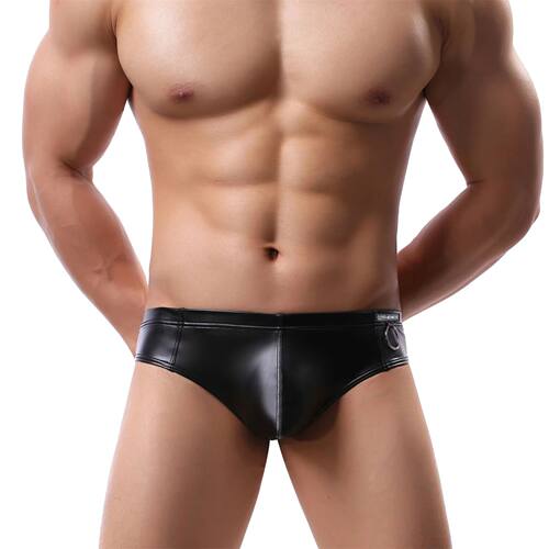 Men's Sexy Boxer Briefs Faux Leather PU Underwear Wetlook Er