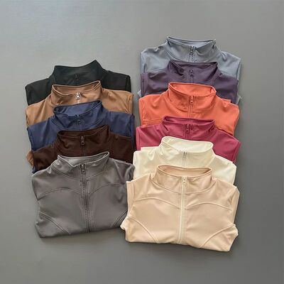 Women's Workout Jacket Stretch Fitted Zip Front Long Sleeve