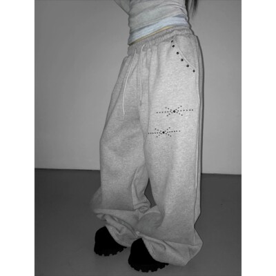 Y2K Women Korean Streetwear Wide Leg Sweatpants Baggy Oversi