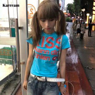 Letter Print 2000s Japanese Style Trashy Y2k shirt Karrram