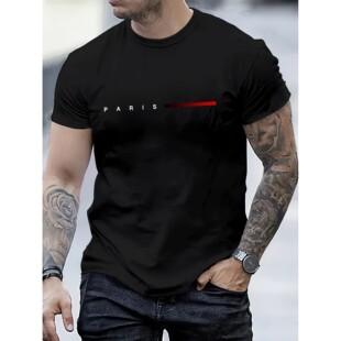 Men 100% loose cotton PARIS summer Letter print Creative