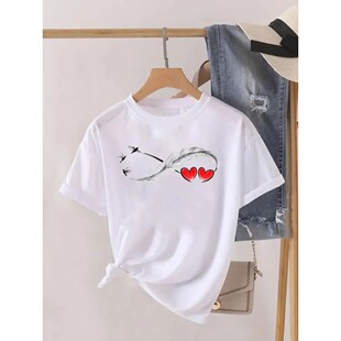 Trend Women Heart Graphic Feather Clothing Love Fashion
