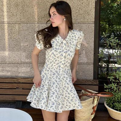 Tornova Floral Print Short Sleeve Dress Women's 2026 Summer