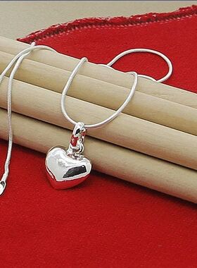 925 Silver Solid Small Heart Pendant Necklace 16-30 Inch Sna