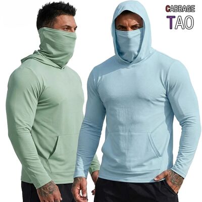 Mens Sun Protection Hooded Tee Quick Dry Long Sleeve Sweatsh