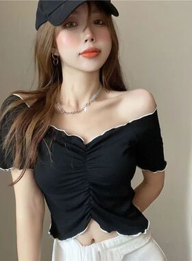 Slim Fit One Shoulder Crop Top Short Sleeve T-Shirt Women's