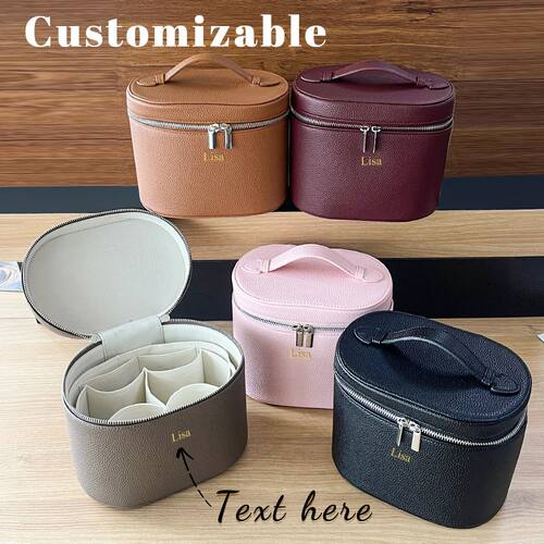 Large-capacity PU leather cosmetic box with internal storage