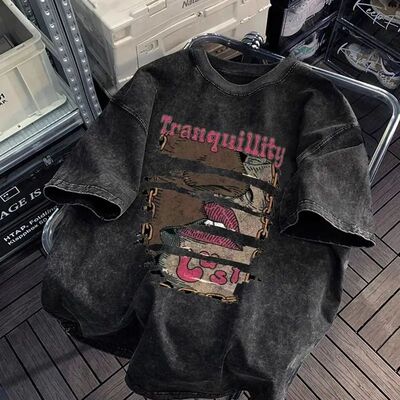 Large Size 300 Pou American High Street Trendy ort Sve T-irt