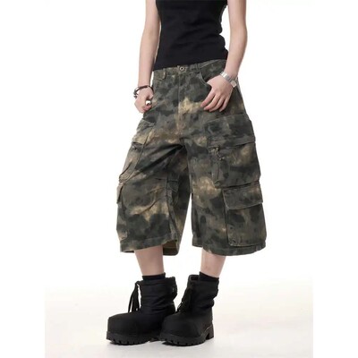 Women Camouflage Jorts Cargo Jean Men Abi Y2K 2000s Ripped D