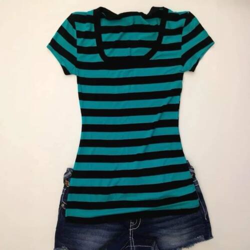 Y2k Spicy Girls Stripe Crop Top Vintage Square Neck Waist Ci