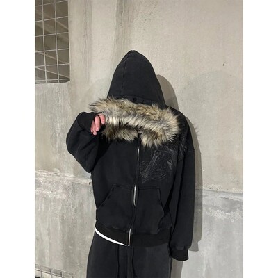 Autumn Winter Y2k Women Aesthetic Harajuku Faux Fur Collar H