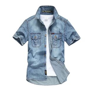 Denim Tooling Short Multi Slee Summer pockets New Men Shirts