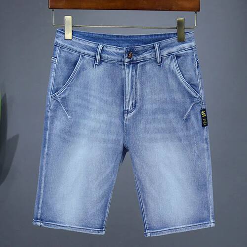 Men's Straight Casual Denim Shorts Simple Solid Color Slim J