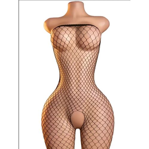 Sexy Lingerie Jumpsuit, Open Crotch Exposed Breast Bra Mesh