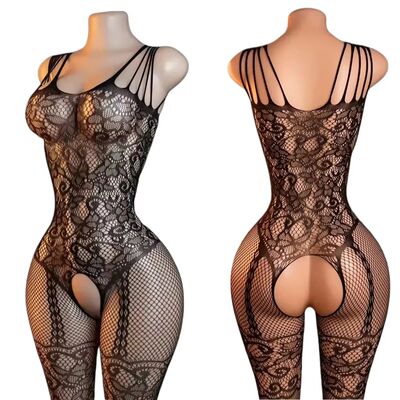 Erotic Open Crotch Bodystocking Lingerie Black Women Bodysui