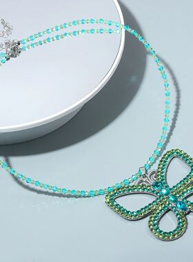 Luxury Party Exaggerated Fashion Big Crystal Butterfly Neckl