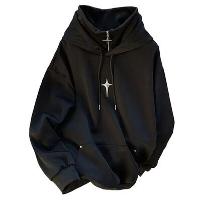 Men For American Loose High Neck Hoodie Harajuku Y2K Streetw