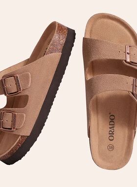 Evshine Men Cork Slippers Summer Cork Footbed Clogs Sandals