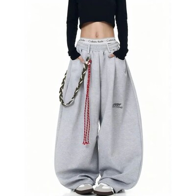 Streetwear Wide Leg Baggy Sweatpants Men Y2K Vintage Loose C