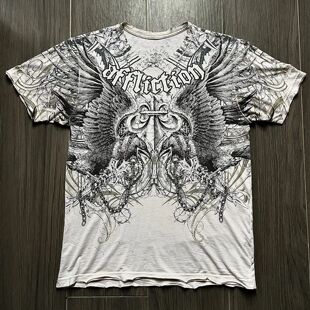 90s affliction Hip Hop Skull Graphic t shirts Men Streetwear