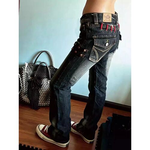 Women's Low Rise Jeans Harajuku Japanese Denim Pants Y2k Ski