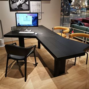 北欧异形办公桌实木创意书桌老板桌家用轻奢电脑长桌设计师工作台