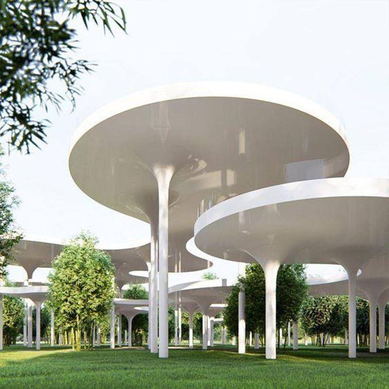 不锈钢金属景观廊架户外大型钢结构发光长廊公园异形铁艺凉亭摆件