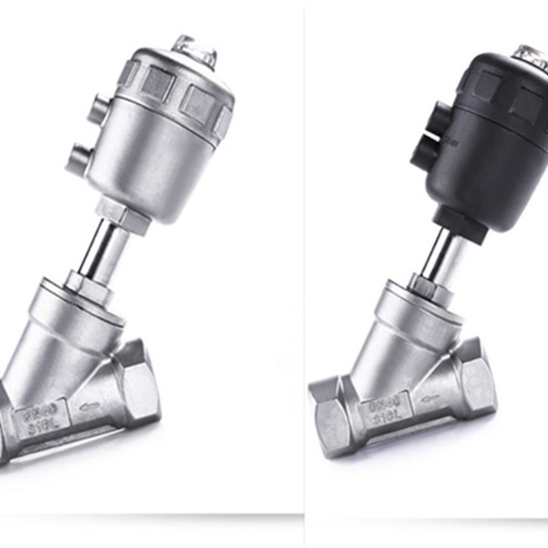 304不锈钢Y型阀门气动角座阀高温蒸汽阀内螺纹丝扣 DN15 25 40 50