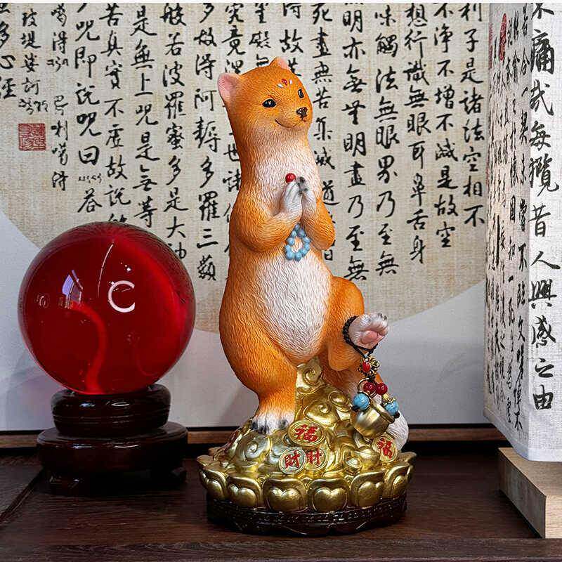 黄鼠狼黄大仙摆件佛堂供桌神像招财进宝佛龛装饰家用桌面摆件