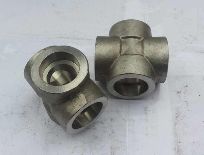 不锈钢304美标3000LB承插锻压承插十字正四通高压承插焊四通管件