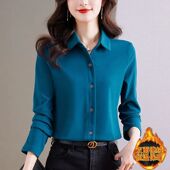 双面德绒外穿磨毛衬衫 上衣 加绒保暖打底开衫 女士长袖 衬衣秋冬新款