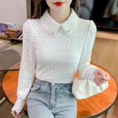 秋冬洋气时髦时尚 女加绒加厚2024新款 气质内搭上衣 衬衫 蕾丝打底衫