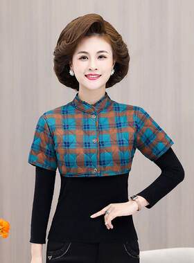 中老年妈妈新款女装防寒保暖坎肩秋冬加厚保暖护肩护颈格子小马甲