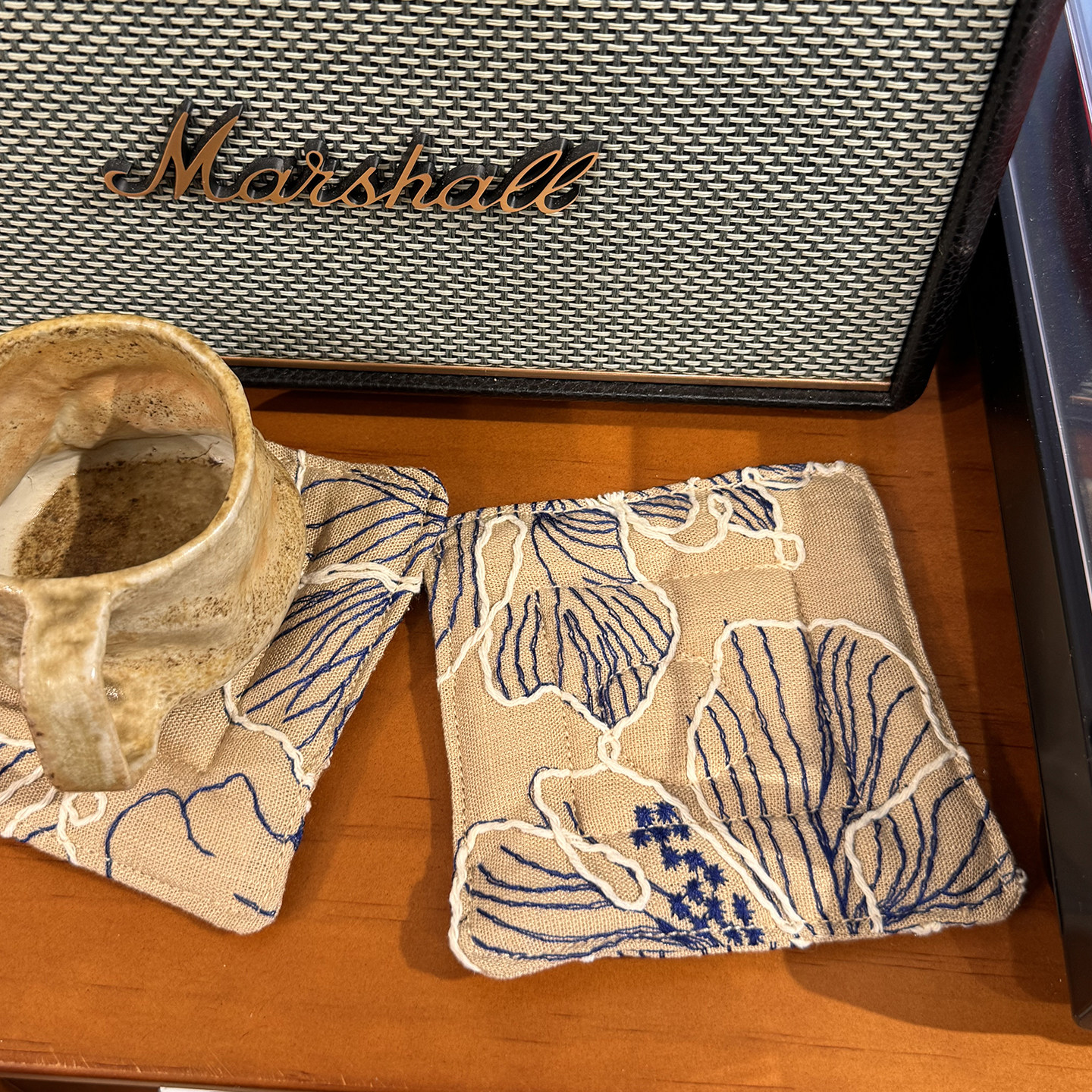 咩奇复古水洗毛边杯垫 手工流苏做旧布艺隔热垫 侘寂风咖啡杯垫