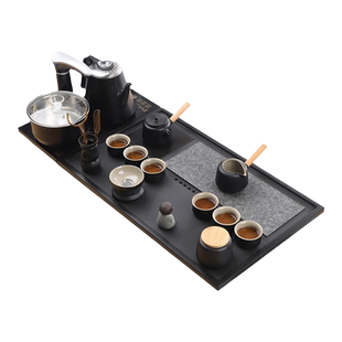 天然乌金石茶盘全自动茶具套装家用现代简约整块大号茶台石盘茶海
