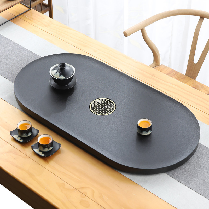 天然乌金石茶盘单盘家用简约现代客厅轻奢石盘石头茶海石茶台盘