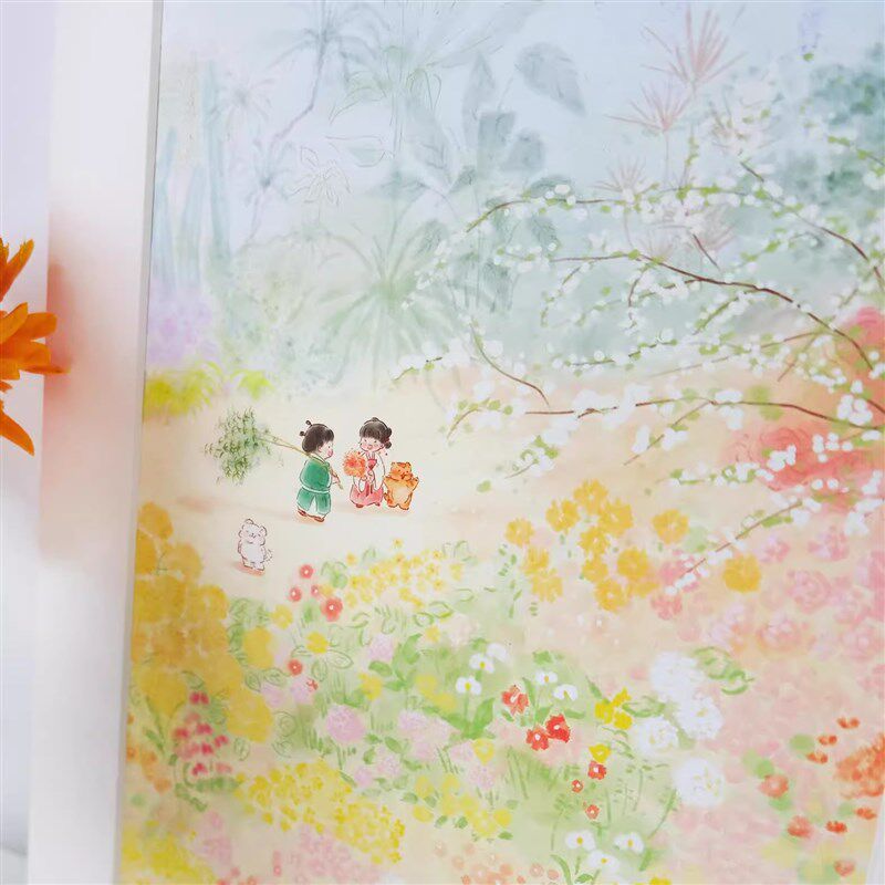春羊古风插画艺术微喷复制卡纸画芯a4尺寸礼物收藏新中式