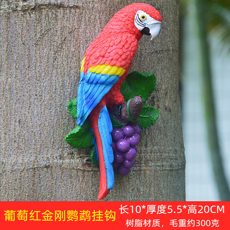 仿真金刚鹦鹉凤头小鸟墙壁挂饰树脂工艺品创意家居挂吊摆件甩卖