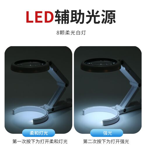 充电高倍20倍手持台式放大镜led灯阅读手机雕刻钟表电子元件维修