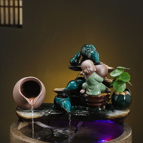 流水摆件搭配各种鱼缸金鱼缸玻璃缸陶罐缸石槽循环系统流水器增氧