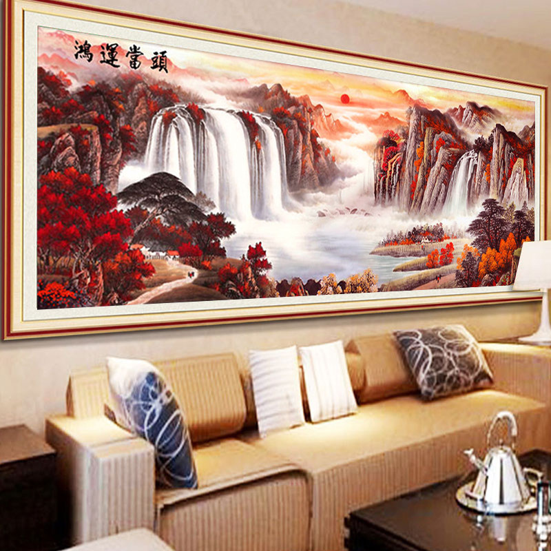 5d钻石画2021新款客厅十大名画鸿运当头满钻山水画点钻十字绣点贴