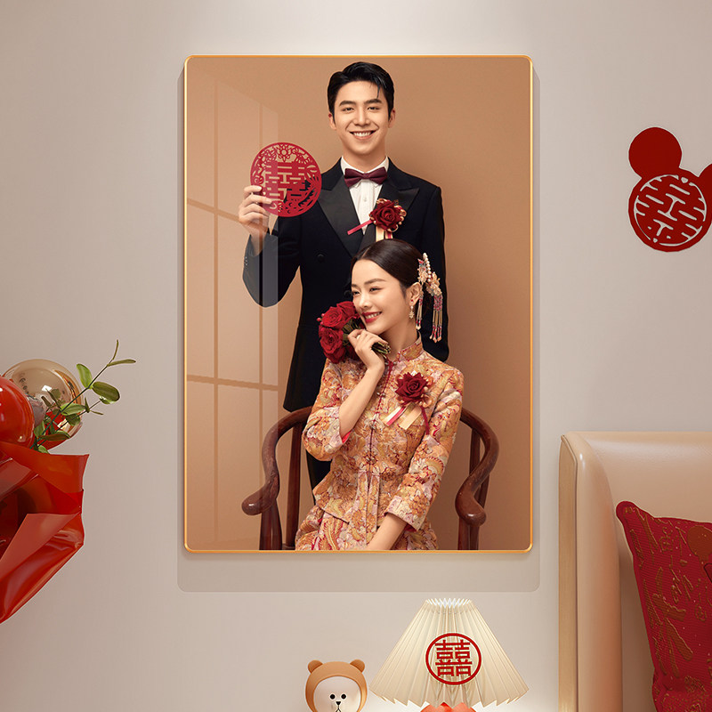 婚纱照放大相框挂墙全家福结婚照定制照片打印加做成相册高级感