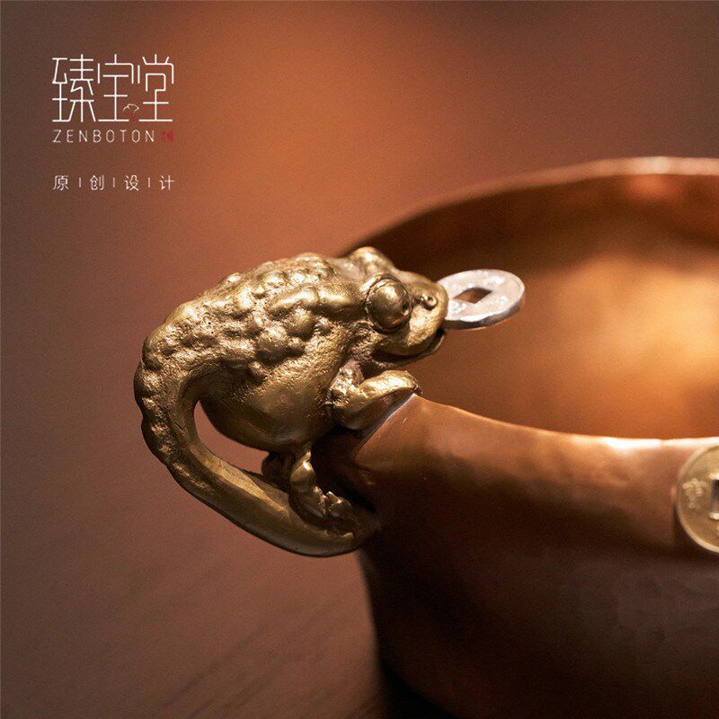 臻宝堂金蟾紫铜烟灰缸家用客厅专用雪茄缸高级感创意个性潮流烟缸