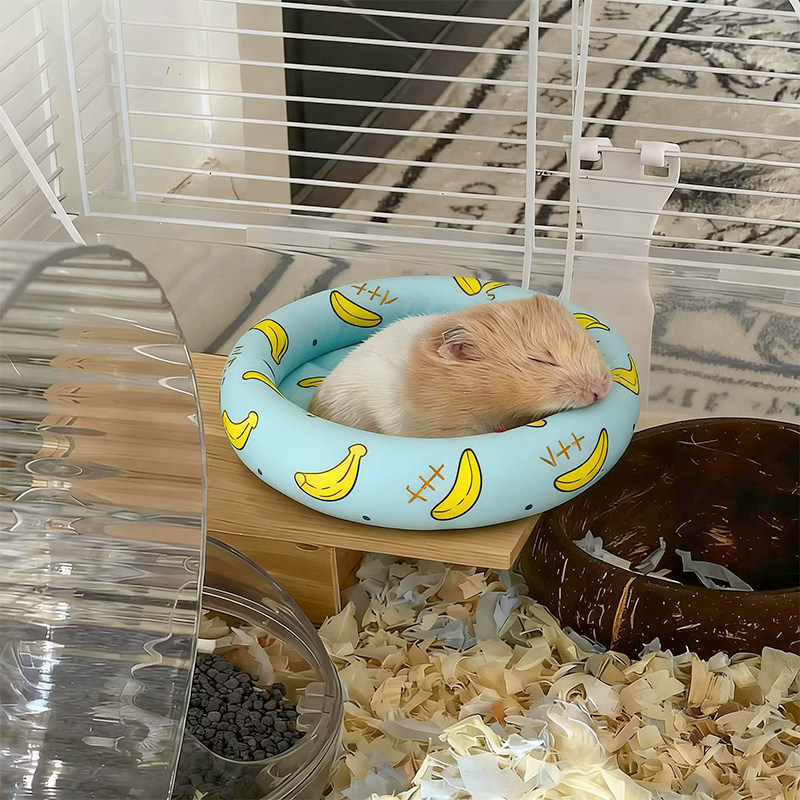 仓鼠窝垫子冰丝凉席金丝熊荷兰猪蜜袋鼯专用睡窝夏天降温神器圆形
