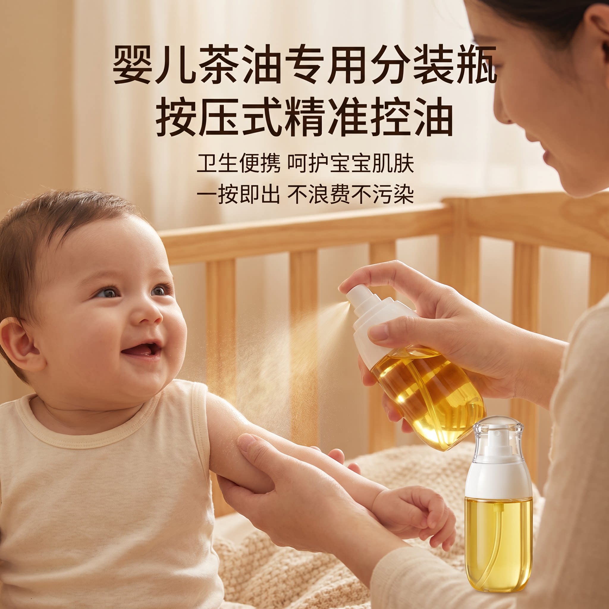 婴儿茶油分装瓶按压式旅游精油抚触油空婴幼儿沐浴乳精华液旅行瓶