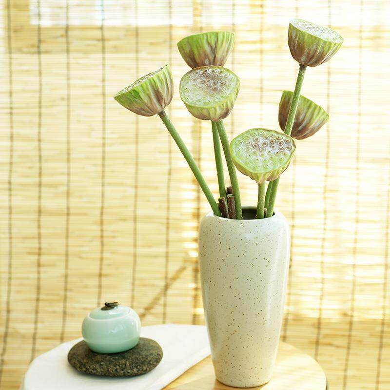 精选仿真荷花pu带杆荷叶荷花单枝装饰假花水池水面莲花绢花莲蓬大